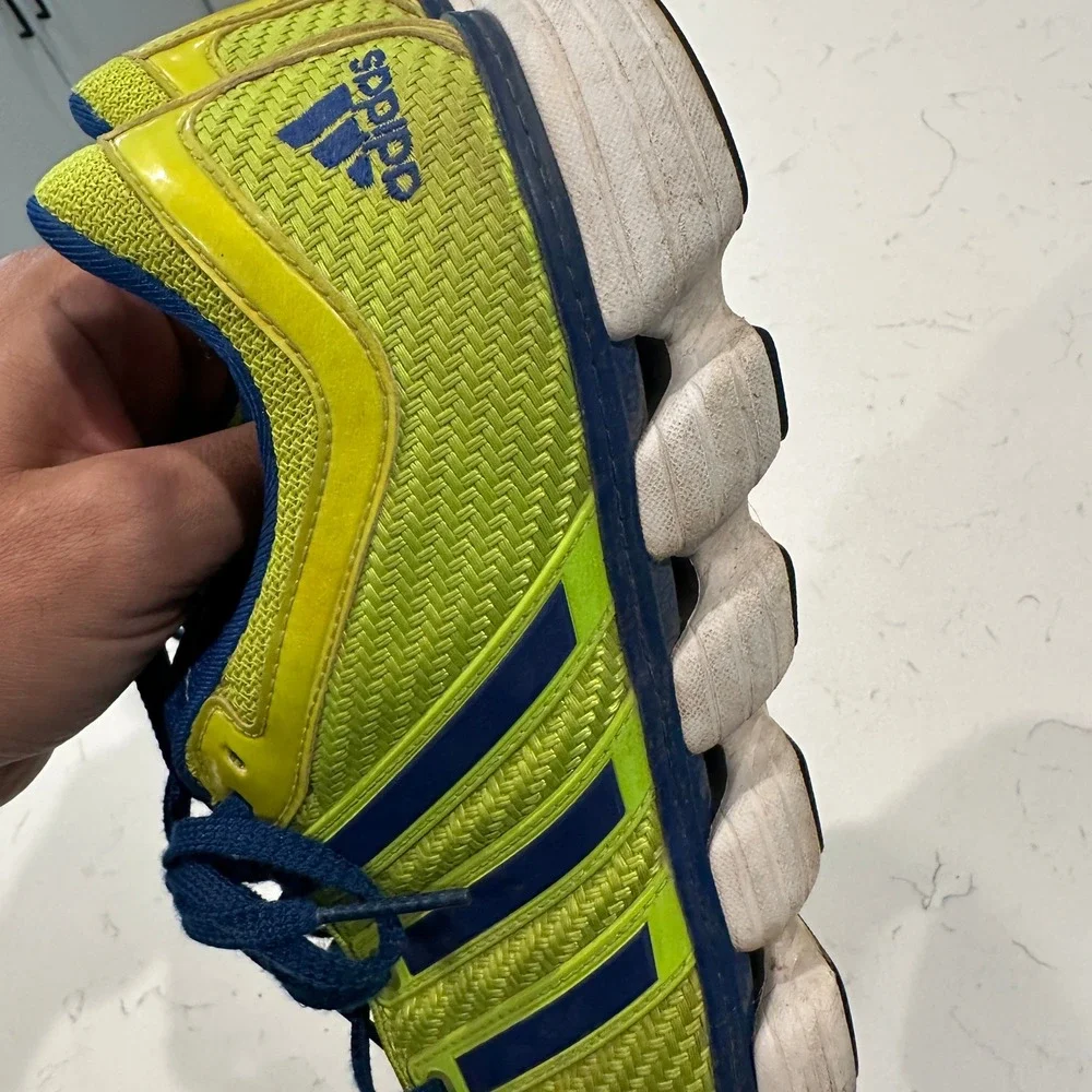 Adidas Mens Running Shoes Neon Lime Green Blue G59087 Low Top Sneakers Size 9.5